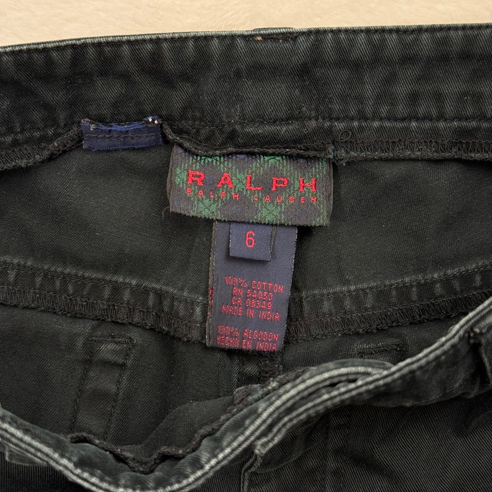Ralph Lauren Pants Womens 6 Black Cotton Twill Flare Mid Rise 5-Pocket Trousers - Picture 4 of 12